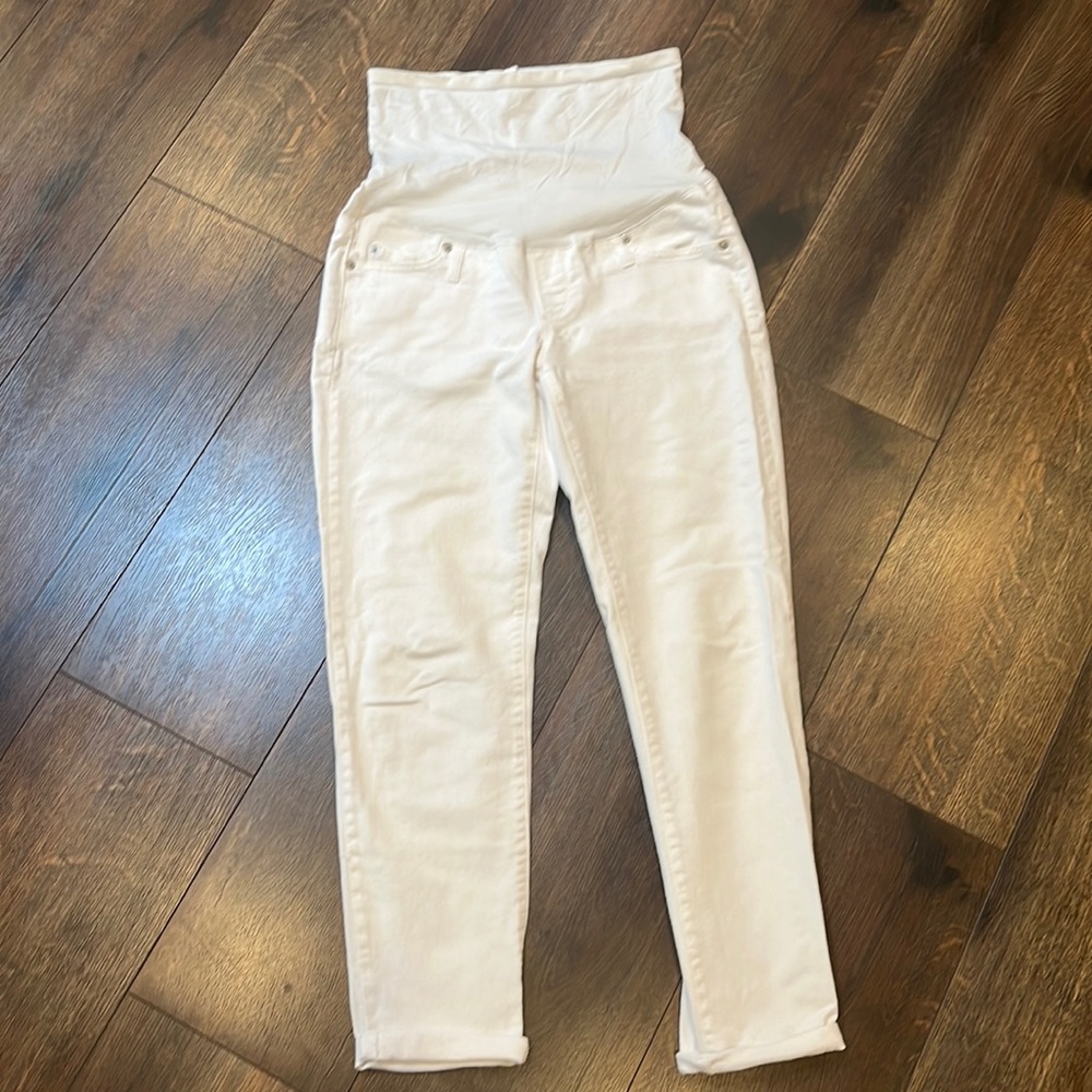 White Gap Maternity Jeans with Belly Band, Size 25 Reg